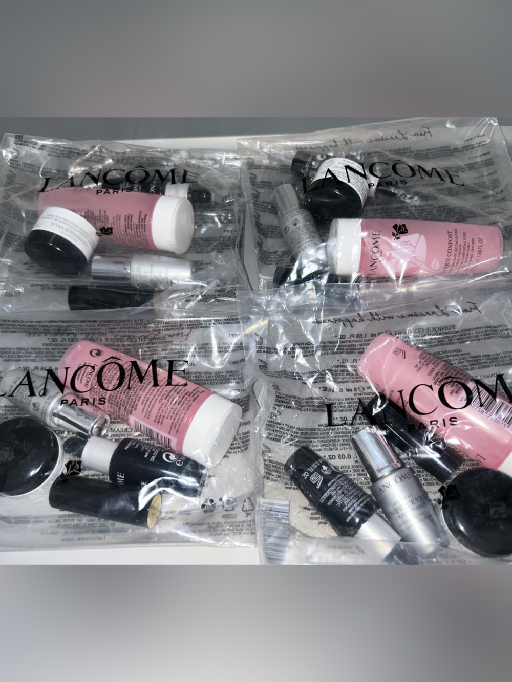 Lancôme travel size set Tonique Genefique Yeux and Rouge FOUR BAGS